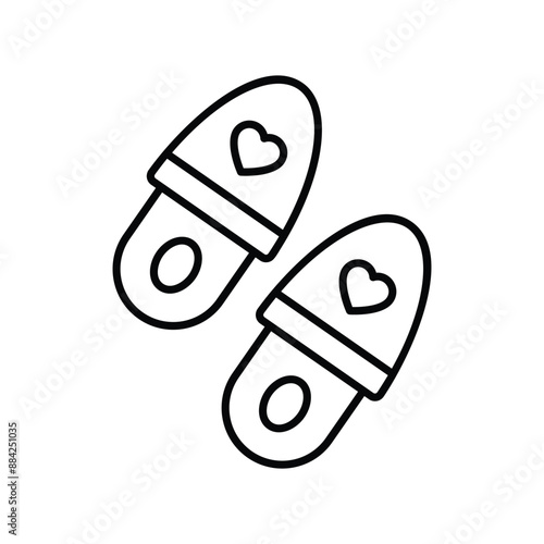 slippers line icon with white background vector stock illustration