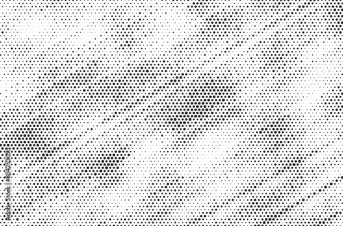 Triangular halftone texture retro wave vector. Geometric technology abstract diagonal dotted background. Half tone triangles retro comic pattern. Minimal 80s style dynamic tech structure wallpaper.