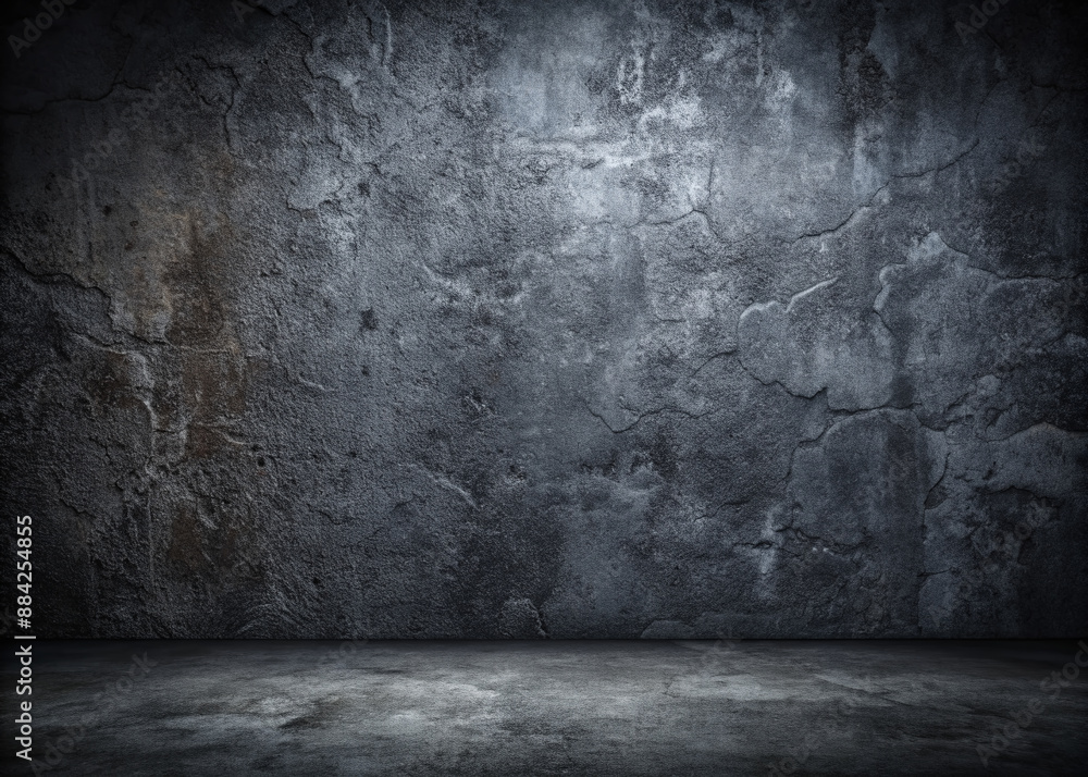 Dark, grungy, and abstract black stone background with rough concrete wall texture, providing ample copy space for modern header design and visuals.