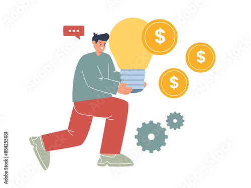 Selling idea innovation to get money intellectual property funding buying creative light bulb