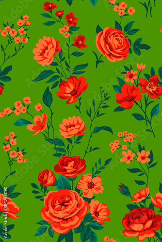 Seamless pattern with vintage roses for summer dress fabrics