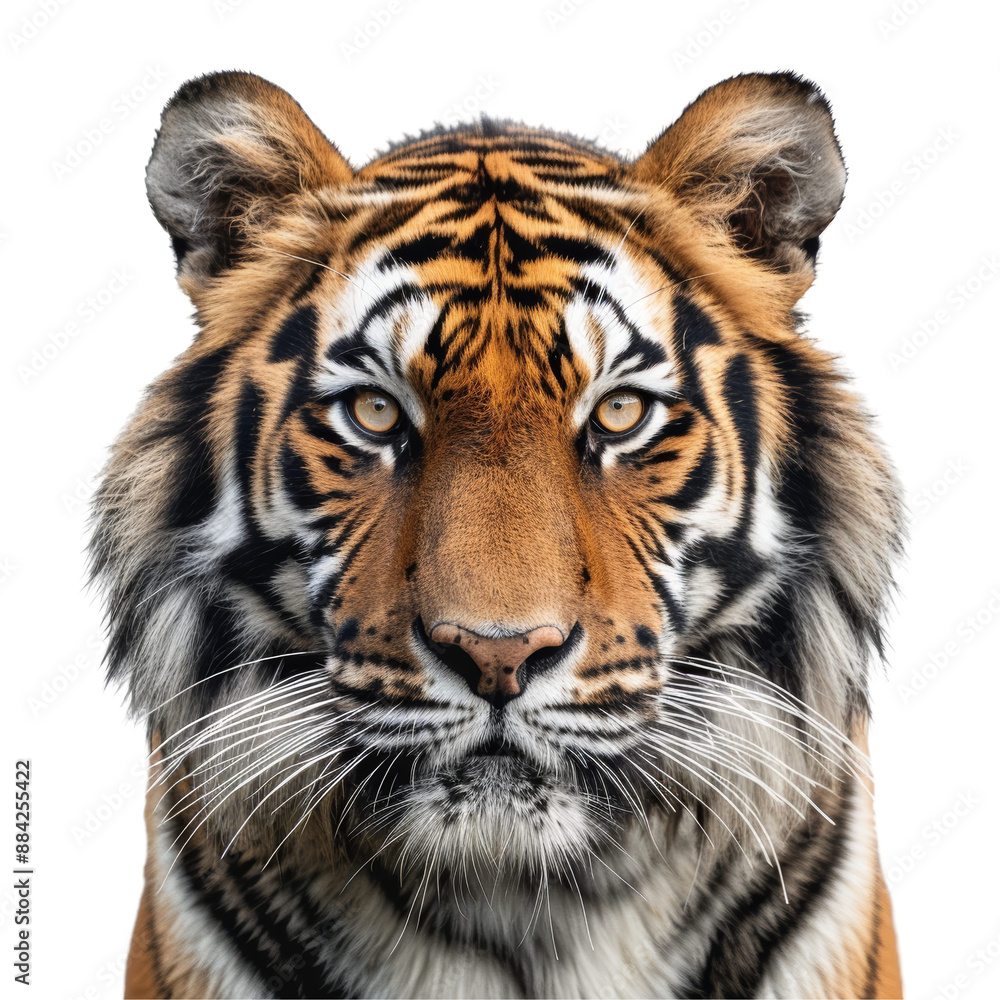 Sumatran Tiger Head Isolated on Transparent or White Background, PNG Sumatran Tiger Head Isolated on Transparent or White Background, PNG