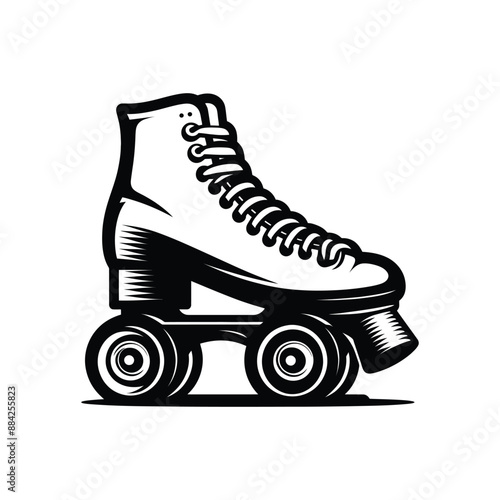 Detailed Roller Skate Silhouette Vector Graphic - Ideal for Vintage Sports, Recreational Activities, and Retro Designs