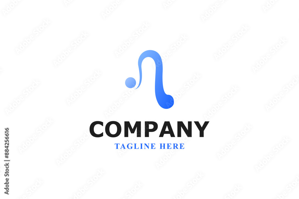 Fototapeta premium letter n water wave minimal logo