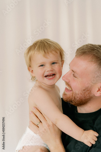 father and son playing 