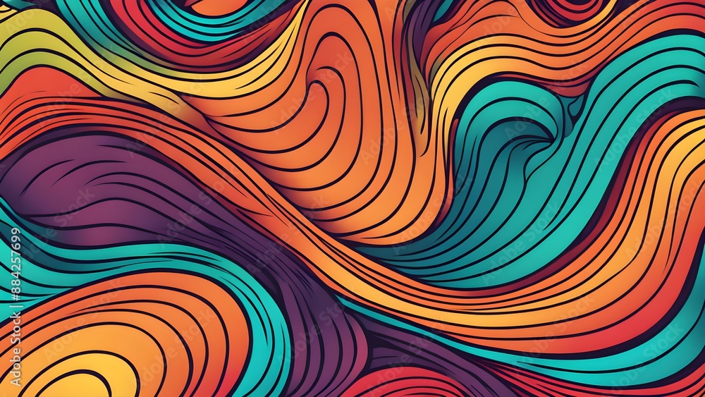 vibrant 70s abstract wavy line background trendy groovy design in contour comic style vibrant 70s abstract wavy line background trendy groovy design in contour comic style
