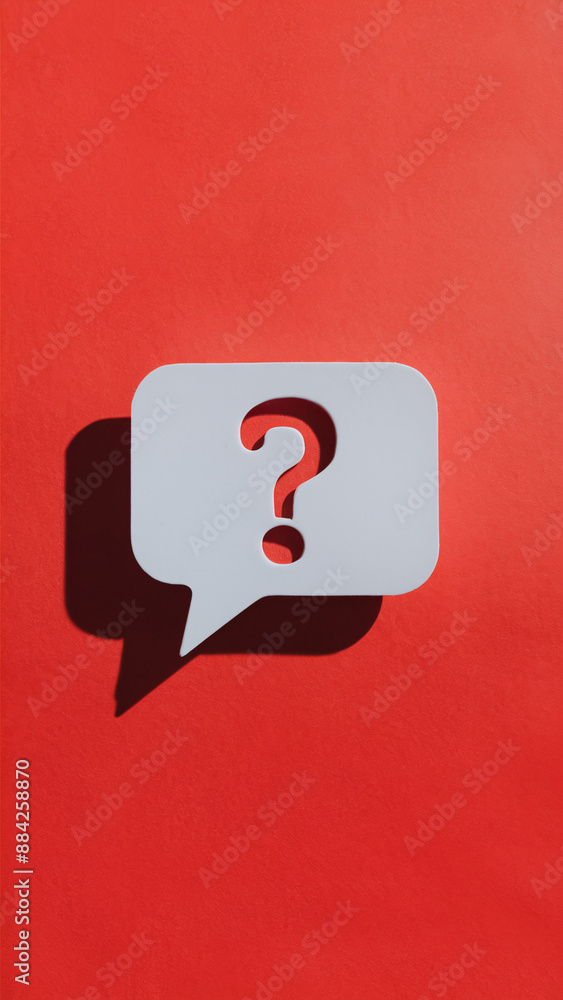 Question Mark Speech Bubble on Vibrant Red Background Highlighting Business Support and Inquiry Concept Question Mark Speech Bubble on Vibrant Red Background Highlighting Business Support and Inquiry Concept
