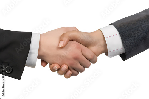 Handshake of men in business suits, isolated on white.