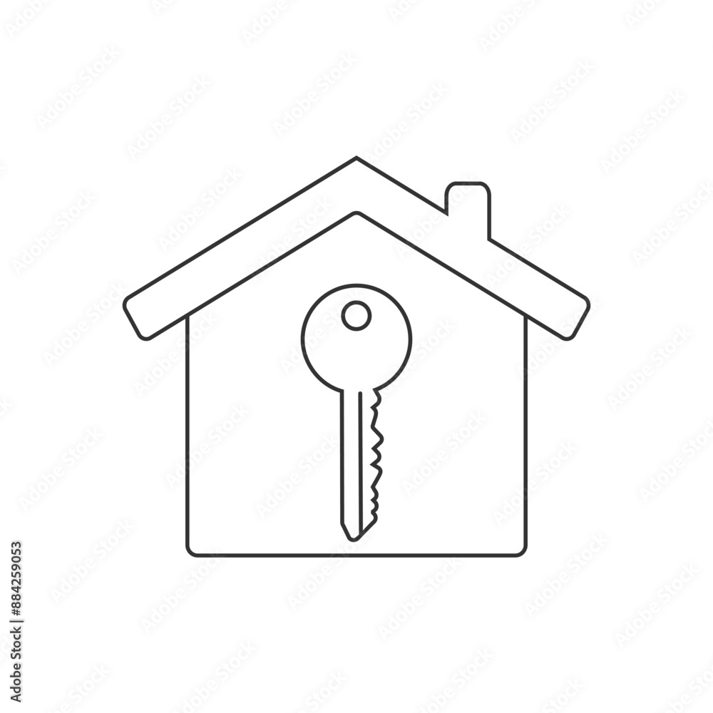 House Key Icon On White. Vector