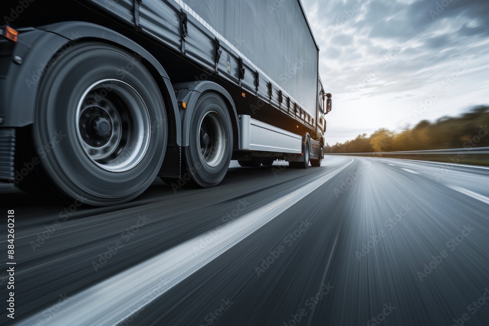 custom made wallpaper toronto digitalSemi-Truck on a Highway in Motion