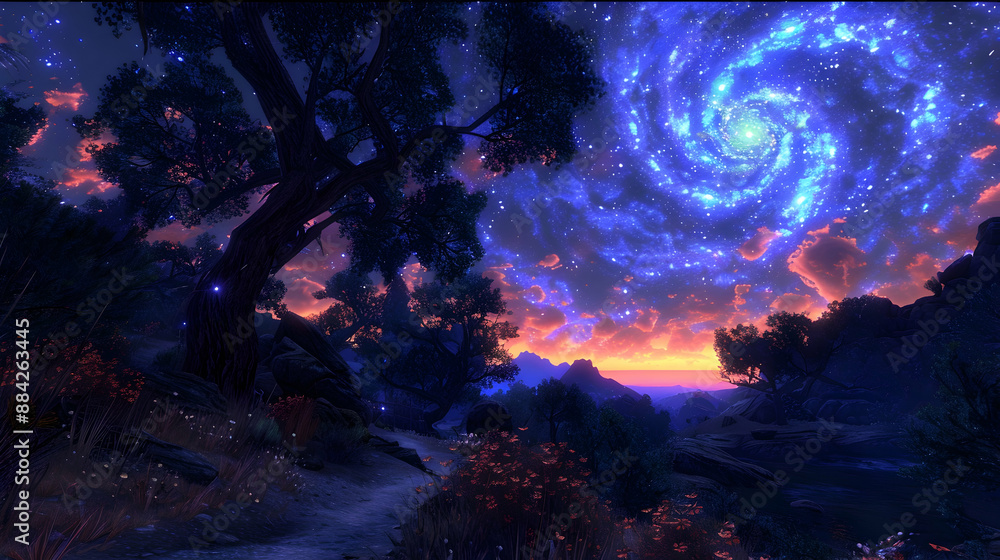 A solar planet with a unique view of a pulsar, creating a mesmerizing and otherworldly night sky A solar planet with a unique view of a pulsar, creating a mesmerizing and otherworldly night sky