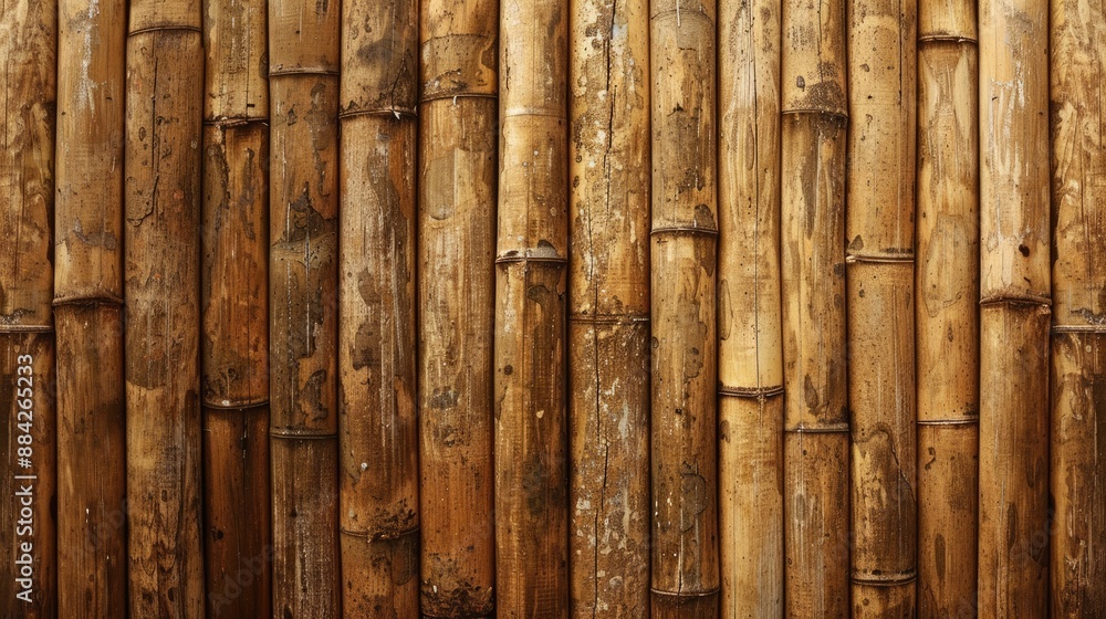 Fototapeta premium Brown bamboo texture background, for brochures, flyers, business cards. bamboo fence background