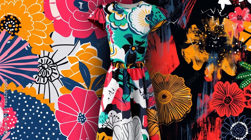 Obraz premium Contemporary fashion patterns are bold and vibrant, making striking statements and adding dynamic touches.