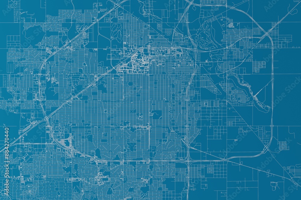 Map of the streets of Lubbock (Texas, USA) made with white lines on blue background. 3d render, illustration Map of the streets of Lubbock (Texas, USA) made with white lines on blue background. 3d render, illustration
