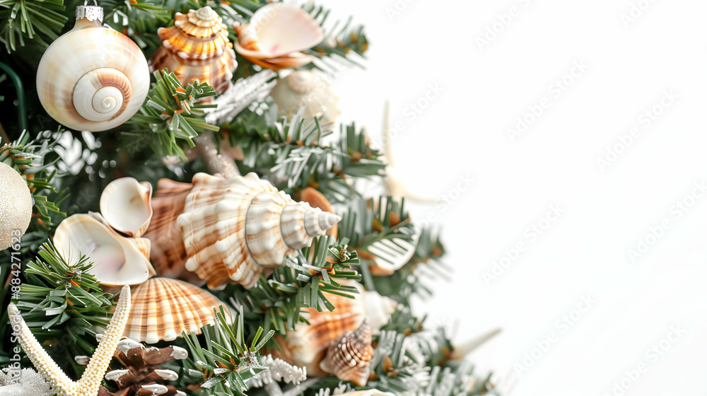 Seashell Adorned Christmas Tree Branches - Christmas tree branches decorated with beautiful seashells Seashell Adorned Christmas Tree Branches - Christmas tree branches decorated with beautiful seashells