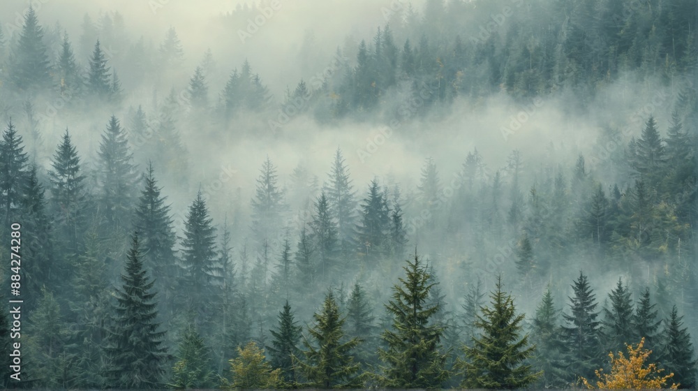 Fototapeta premium landscape photograph dense forest trees are tall green
