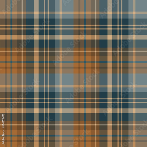 Seamless pattern in unique evening blue and brown colors for plaid, fabric, textile, clothes, tablecloth and other things. Vector image.