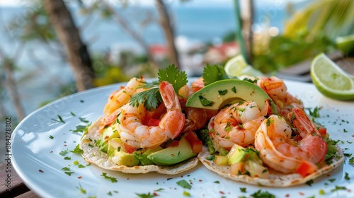 Shrimp Ceviche Tacos with Avocado and Cilantro