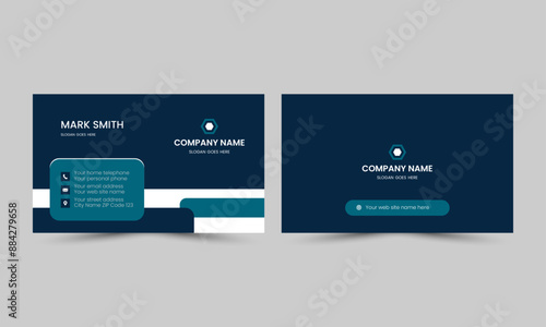 Own Concept Editable Design With Dark Background And Blue Color And Dark  Corporate Visiting Card  Design And Creative and clean minimalist style. Luxury Business Card And Geometric Shape 