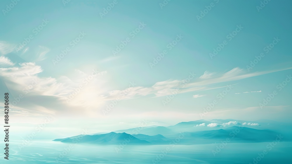 Minimalist Mountain Landscape with Blue Sky and Clouds. Minimalist Mountain Landscape with Blue Sky and Clouds.