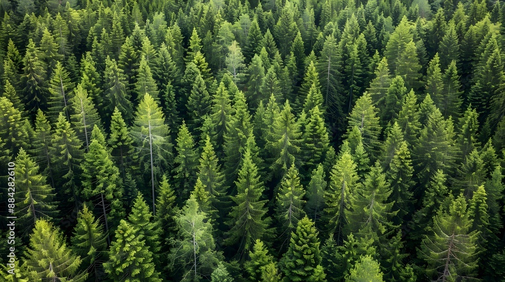 Tranquil forest landscape with pine trees shrouded in thick fog. Serene beauty of nature scene. Tranquil forest landscape with pine trees shrouded in thick fog. Serene beauty of nature scene.