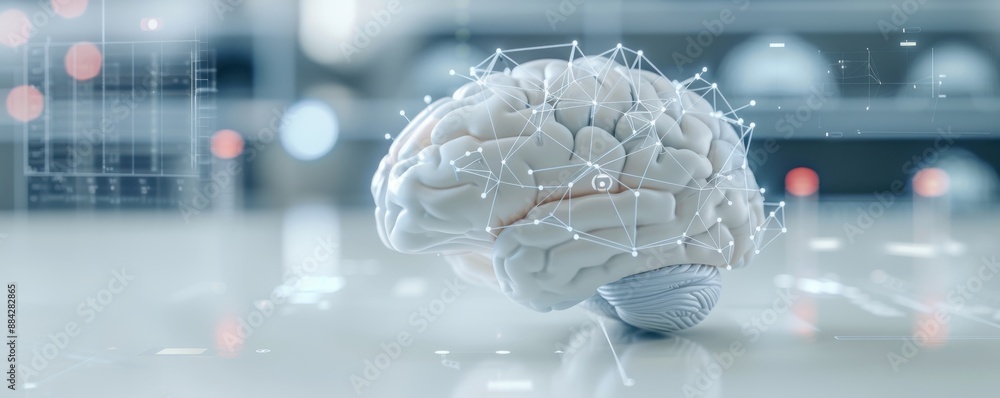 Research lab with brain models and emotional graphs, neurobiology ...