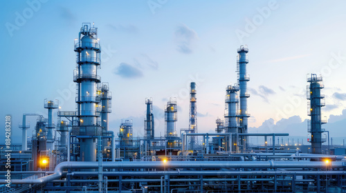 Wallpaper Mural Oil refinery plant at dusk. Torontodigital.ca