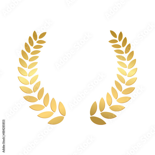 Gold laurel wreath, Golden circular laurel olive branches greek wreath vector illustration, A winner award of olive,stars of victory symbol, achievement heraldry symbol isolated on white background