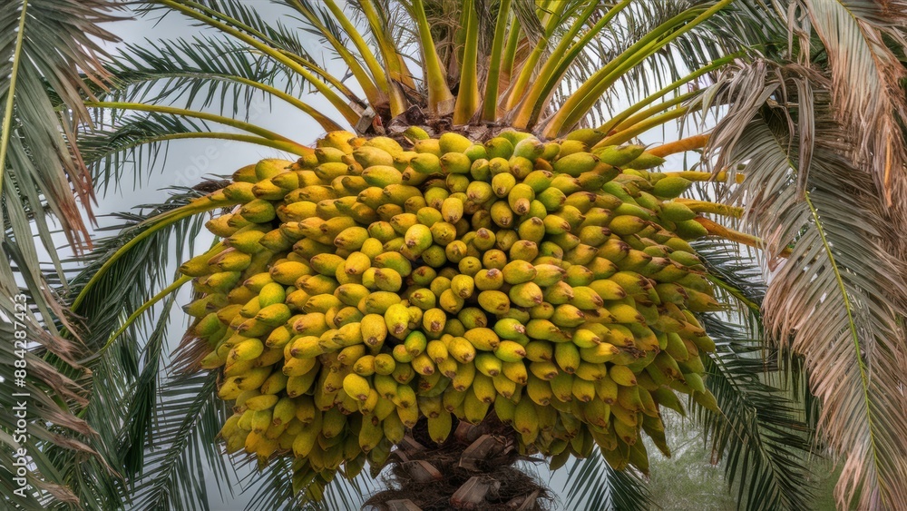 A large bunch of bananas hanging from a tree in the rain, AI A large bunch of bananas hanging from a tree in the rain, AI