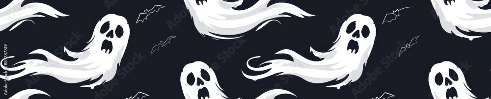 A Halloween pattern of ghosts with their mouths open. A Halloween pattern of ghosts with their mouths open.