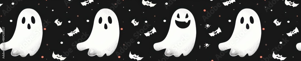 A Halloween pattern of ghosts with their mouths open. A Halloween pattern of ghosts with their mouths open.