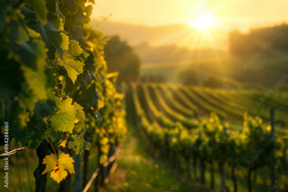 Fototapeta premium Sunrise over a vineyard