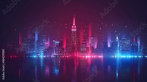 Patriotic Lights Illuminate Iconic Cityscape on Fourth of July Night