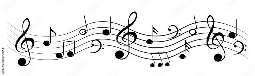 Music notes wave, group musical notes abstract design Music notes wave, group musical notes abstract design