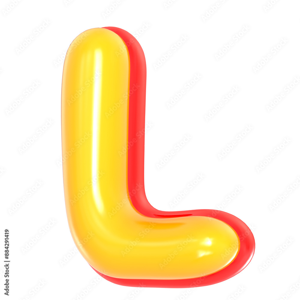 Yellow Alphabet with Red 3D Letter L Yellow Alphabet with Red 3D Letter L
