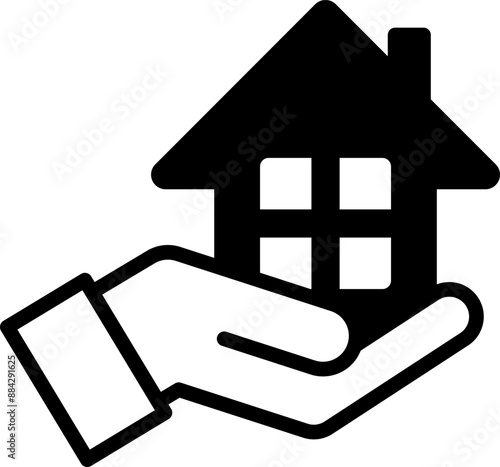 家と手のアイコン（real estate icon. home house hand）
