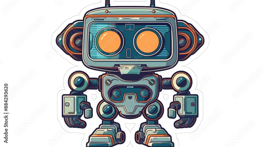 Retro Futuristic Robot Sticker Design for Shirts and Apparel Retro Futuristic Robot Sticker Design for Shirts and Apparel