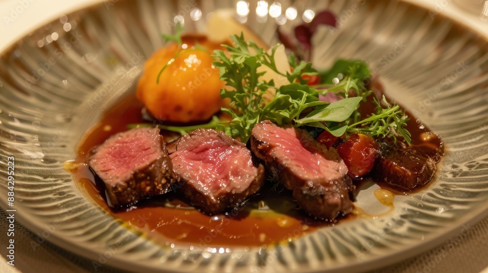 Exquisite culinary dish presented beautifully on a plate, focusing on gourmet cuisine. Exquisite culinary dish presented beautifully on a plate, focusing on gourmet cuisine.