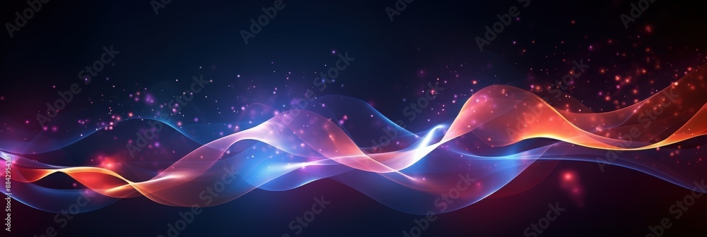 Fototapeta premium Abstract Colorful Waves with Glowing Particles