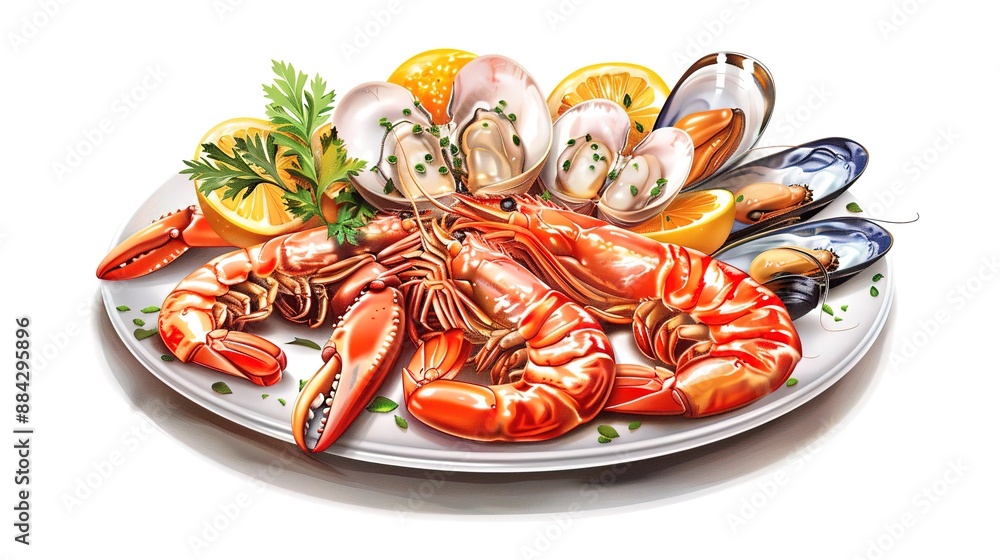 Eyecatching Grilled shrimp with chopped parsley isolated on white background Eyecatching Grilled shrimp with chopped parsley isolated on white background