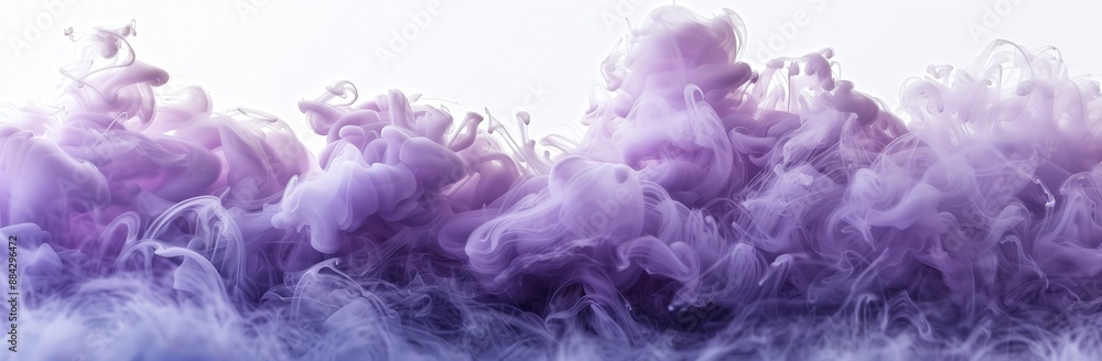 A set of purple smoke ink in water, isolated on a white background, captured with close-up shooting A set of purple smoke ink in water, isolated on a white background, captured with close-up shooting