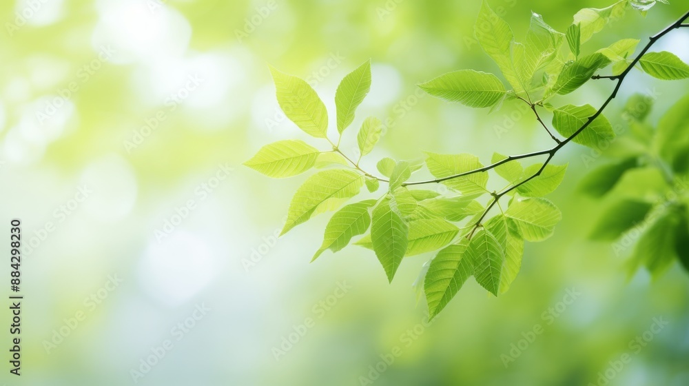 Fresh spring foliage close-up, natural green background with copy space Fresh spring foliage close-up, natural green background with copy space