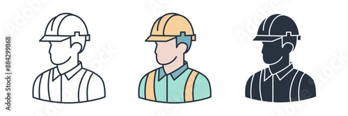 Avatar Construction worker, Civil engineer Icon theme symbol vector illustration isolated on white background