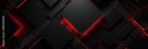 Abstract Red Neon Lights on a Black Square Background