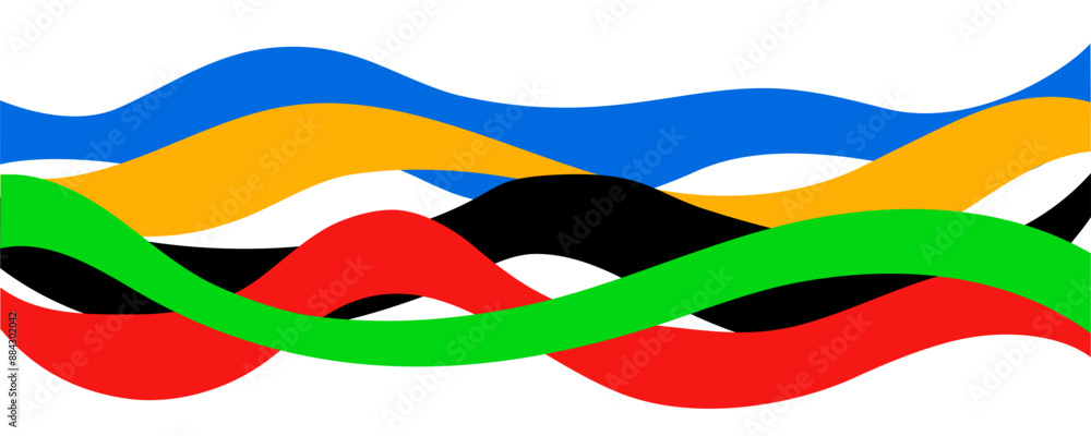 Fototapeta premium Colored Olympic Games rainbow wavy lines flag symbol isolated