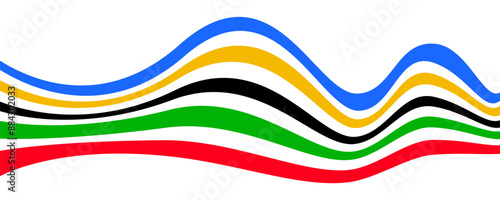 Colored Olympic Games rainbow wavy lines flag symbol isolated