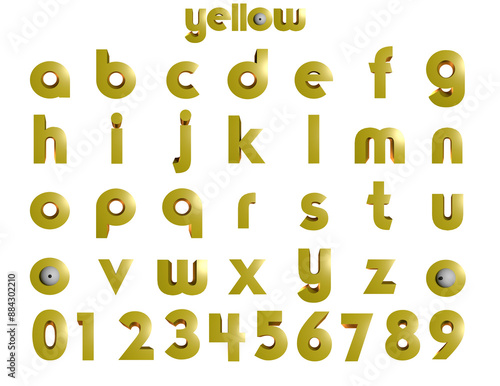 Foto 3d cartoon yellow character alphabet 3d illustration