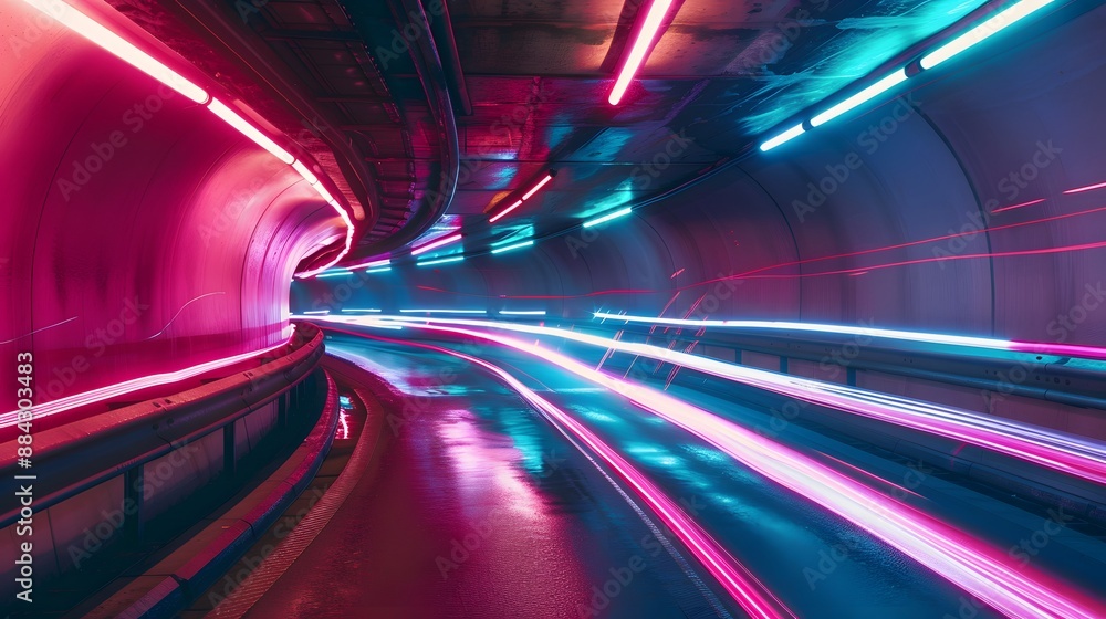 Vibrant neon light trails captured in motion, ideal for dynamic and futuristic visuals. Vibrant neon light trails captured in motion, ideal for dynamic and futuristic visuals.