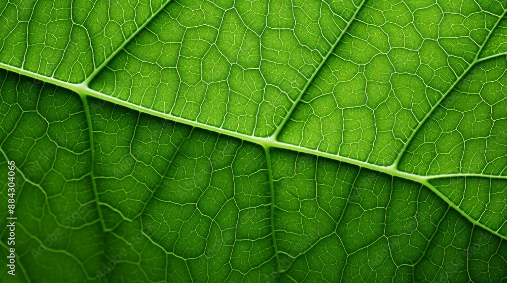 Macro shot of green leaf with veins, summer garden, bright and lush Macro shot of green leaf with veins, summer garden, bright and lush