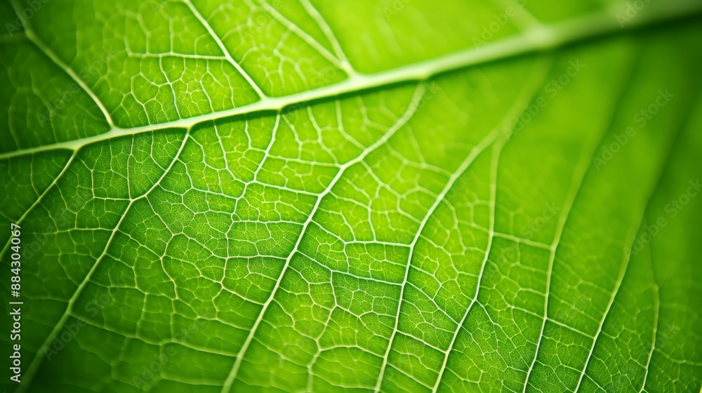 Macro shot of green leaf with veins, summer garden, bright and lush Macro shot of green leaf with veins, summer garden, bright and lush